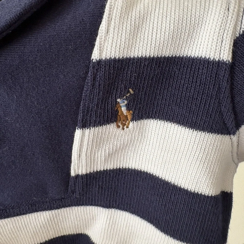 Ralph Lauren Baby Boy 3M Sweater Navy Blue White Striped Knit Preppy Nautical